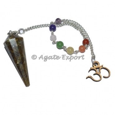 Labrodrite 12 Faceted Chakra Beads Pendulums with Om