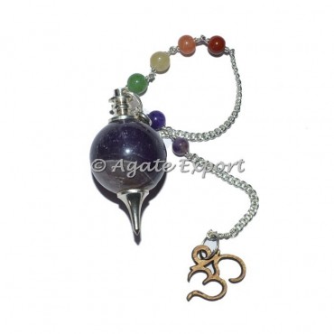 Amethyst Ball Chakra Beads Pendulums with Om