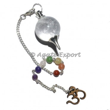 Crystal Quartz ball Chakra Beads Pendulums with Om