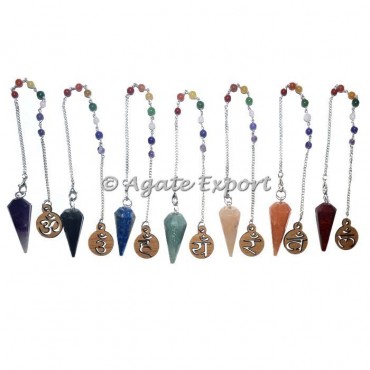 Chakra Sanskrit 12 Faceted Beads Pendulums Set