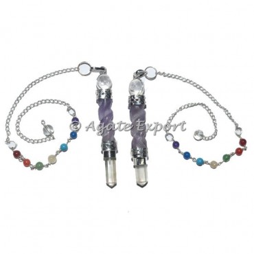 Amethyst Spiral Chakra 3pcs Pendulums