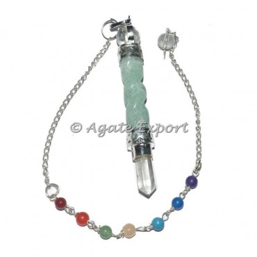 Green Aventurine Spiral 3pcs Chakra Pendulums