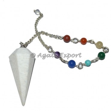 Scolecite 6 Faceted Chakra Beads Pendulums