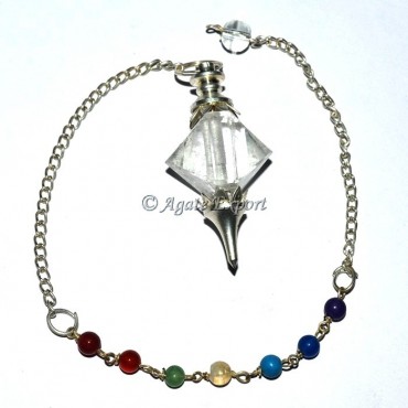 Crystal Quartz Pyramid With Chakra Stone Pendulum