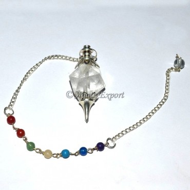 Crystal Quartz Decagon With Chakra Stone Pendulum