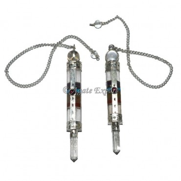 Crystal Quartz Bonded 7 Chakra Chakra 3 Pcs Pendulum