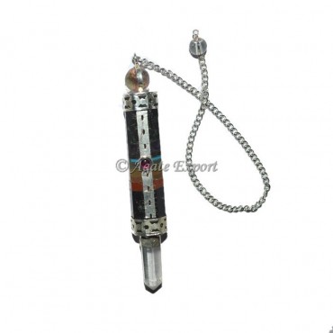 Black Tourmaline 7 Chakra Bonded Pendulum