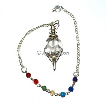 Crystal Quartz Octagon 7 Chakra Pendulum