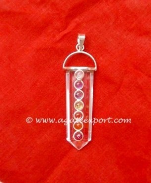 Crystal Quartz Pencil Chakra Pendant.