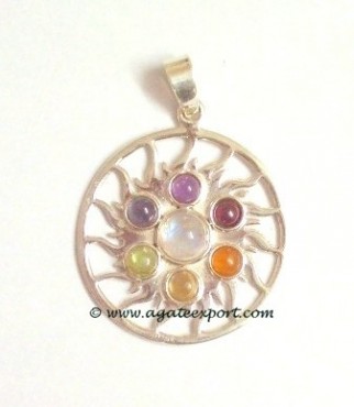 Seven Chakra Sun With Ring Pendants