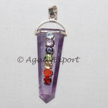 Amethyst Silver Chakra Pendants