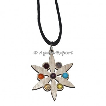 Flower Of Life Chakra Wood Pendant