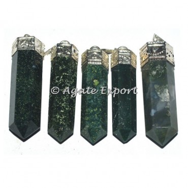 Moos Agate Cap Pencil Pendants