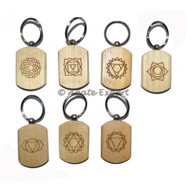 Chakra Engraved Wood Keychain Set