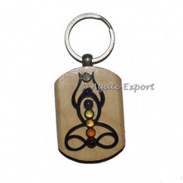 Chakra Wooden Key ring With Acrylic Buddha