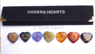 Chakra Engraved Symbol Hearts Set.