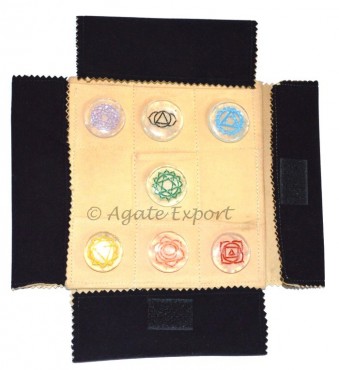 Crystal Quartz Colour Chakra Disc Set with Square