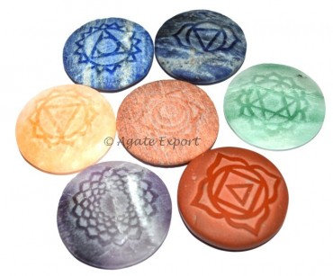 Natural Carved Chakra Disc Symbol Set