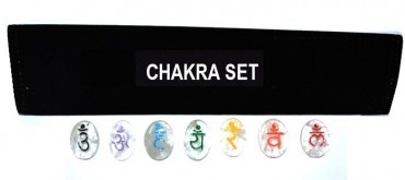 Crystal Quartz Colour Chakra Oval Sanskrit Set Wit