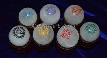 Crystal Quartz Chakra Engraved Set