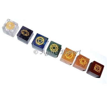 Seven Chakra Engraved Symbol Cube Set