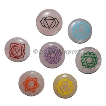 Rose Quartz Seven Chakra Disc Set