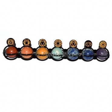 Seven Chakra Sphere Set With Symbols Engraved
