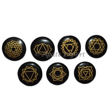 Black Agate Seven Chakra Disc Set