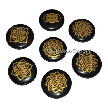 Engraved Chakra Flower of Life Symbol Set