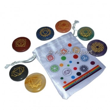 Engraved Chakra Set with Color Symbol Pouch