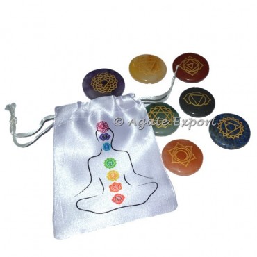 Engraved Chakra Set with Color Buddha Pouch