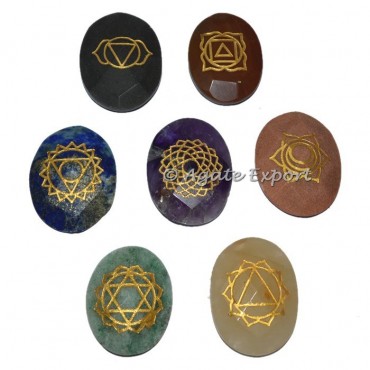 Faceted Engraved Chakra Oval Set