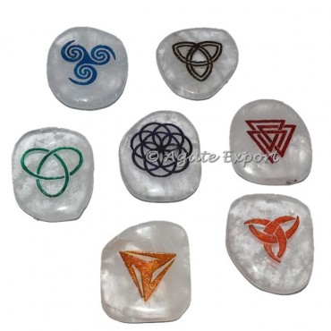 Crystal Quartz Unshaped Celtic Chakra Engraved Set