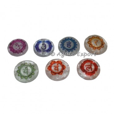 Healing Chakra Color Symbol Set on Crystal Quartz