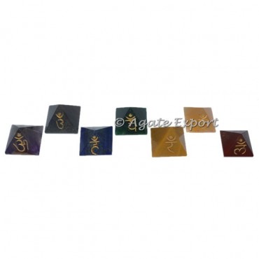 Chakra Sanskrit Engraved Pyramids Set