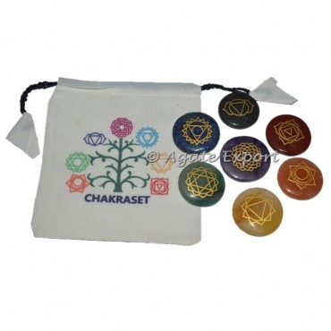 Engraved Chakra Set with Tree of Life Pouch
