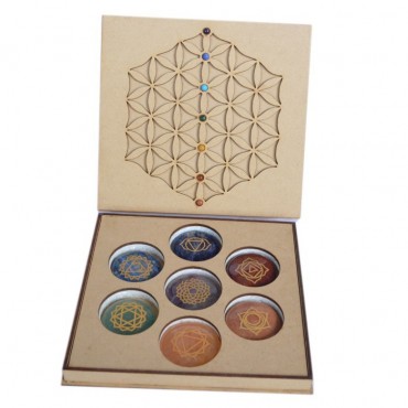 Seven Chakra Stone With Flower Of Life Gift Box