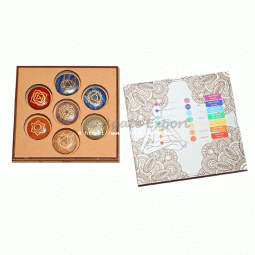 Engraved Seven Chakra Set with Buddha Mandala Printed Box