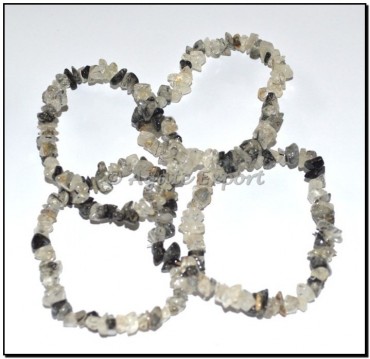 Black Rutile Quartz Chips Bracelets