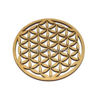 Flower Of Life Engraved Wooden Coaster