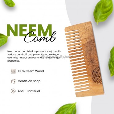 Flower Of Life And Mandala Neem Wood Comb
