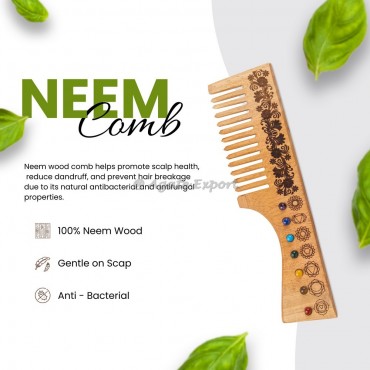 Floral Seven Chakra Need Wood Comb