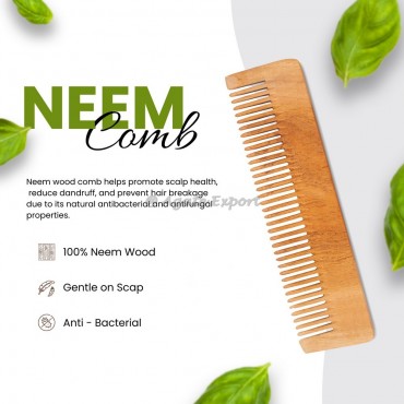 Neem Wooden Comb With Thin Tooth