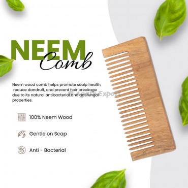 Neem Wood Comb With Wide Tooth