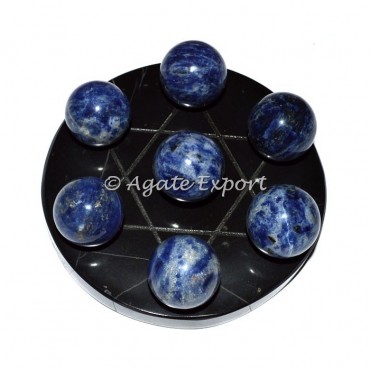 7 Sodalite Ball on Star of David Black Base