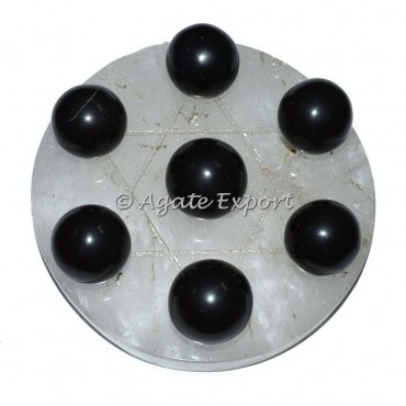 7 Black Agate Ball on Star of David Crystal Base