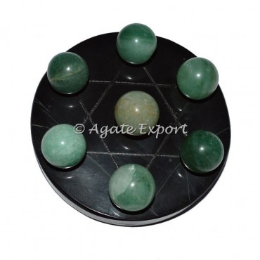 7 Green Aventurine Ball on Star of David Black Base