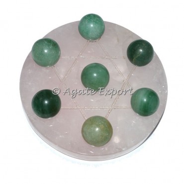 7 Green Aventurine Ball on Star of David Rose Base