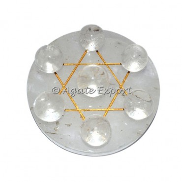 7 Crystal Spheres on Gold David Star Crystal  Base