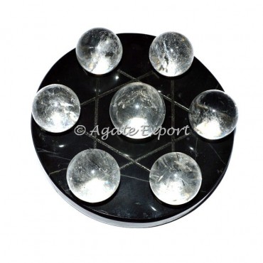 7 Crystal Spheres on David Star Black Base